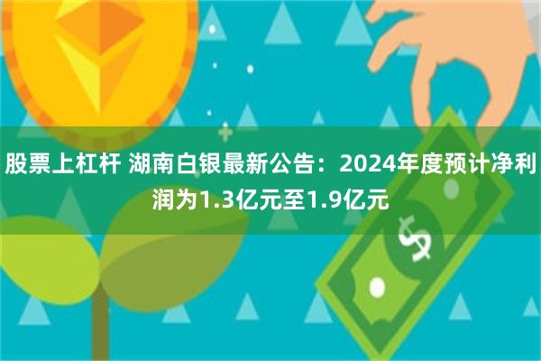 股票上杠杆 湖南白银最新公告：2024年度预计净利润为1.3亿元至1.9亿元