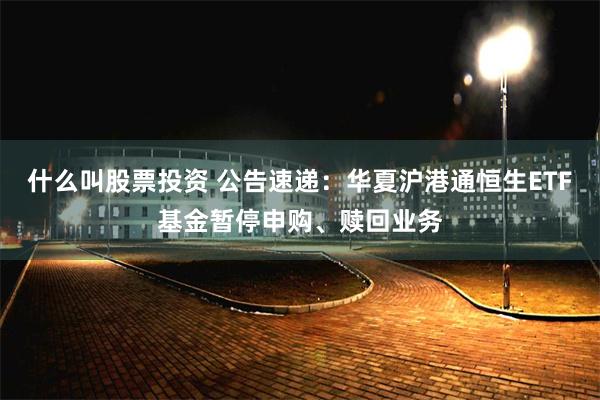 什么叫股票投资 公告速递：华夏沪港通恒生ETF基金暂停申购、赎回业务