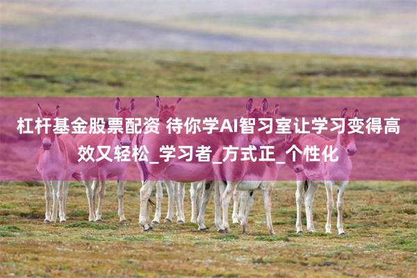 杠杆基金股票配资 待你学AI智习室让学习变得高效又轻松_学习者_方式正_个性化